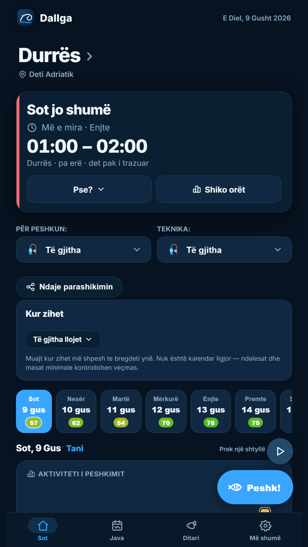 Kryefaqja me pikëzimin e peshkimit